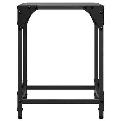 Tavolino con Piano in Vetro Nero 30x30x40cm Acciaio