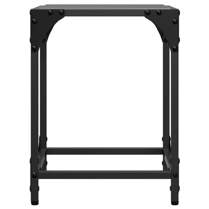 Tavolini da Salotto con Piano Vetro Nero 2pz 30x30x40cm Acciaio
