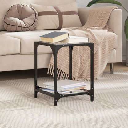Tavolino Salotto con Piano Vetro Trasparente 30x30x40cm Acciaio