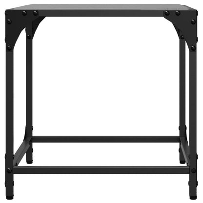 Tavolino con Piano in Vetro Nero 40x40x40 cm Acciaio