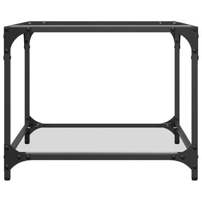 Tavolini con Piano in Vetro Trasparente 2 pz 50x50x40cm Acciaio