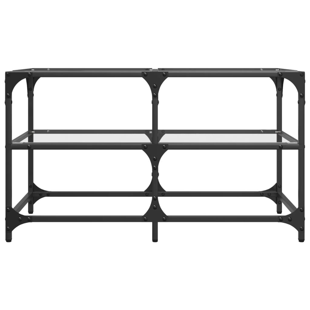 Tavolini con Piano Vetro Trasparente 2 pz 78,5x40x45 cm Acciaio