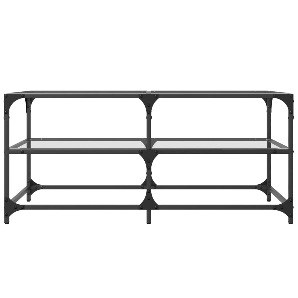 Tavolini con Piano Vetro Trasparente 2 pz 98,5x50x45 cm Acciaio