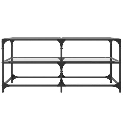 Tavolini con Piano Vetro Trasparente 2 pz 98,5x50x45 cm Acciaio
