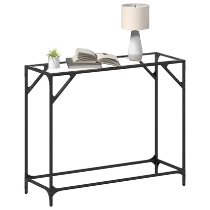 Tavolino Consolle Piano Vetro Trasparente 98x35x81cm in Acciaio