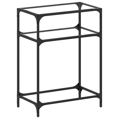 Tavolino Consolle Piano Vetro Trasparente 60x35x81cm in Acciaio