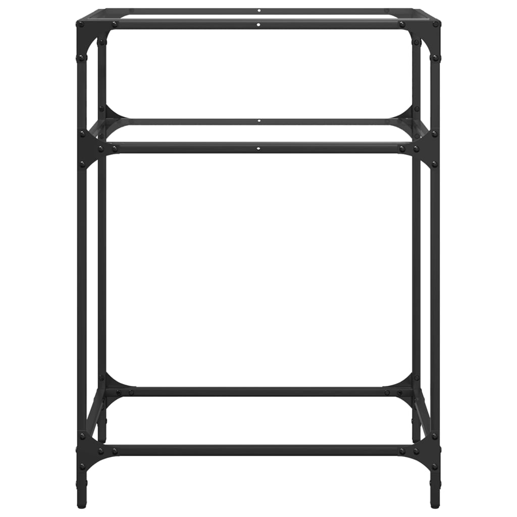 Tavolino Consolle Piano Vetro Trasparente 60x35x81cm in Acciaio