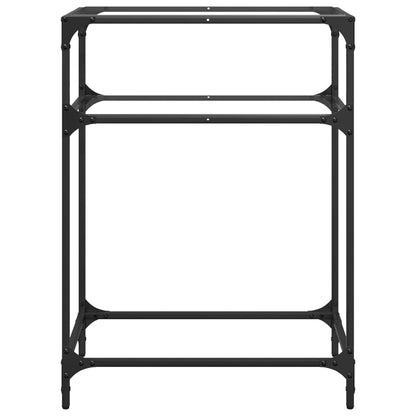 Tavolino Consolle Piano Vetro Trasparente 60x35x81cm in Acciaio