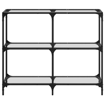 Tavolino Consolle Piano Vetro Trasparente 98x30x81cm in Acciaio