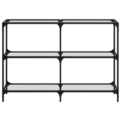 Tavolino Consolle Piano Vetro Trasparente 118,5x30x81cm Acciaio