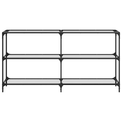 Tavolino Consolle Piano Vetro Trasparente 158,5x30x81cm Acciaio