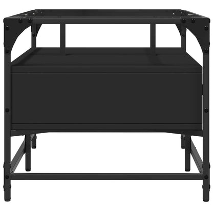 Tavolino con Piano in Vetro Nero 98,5x50x45 cm Acciaio