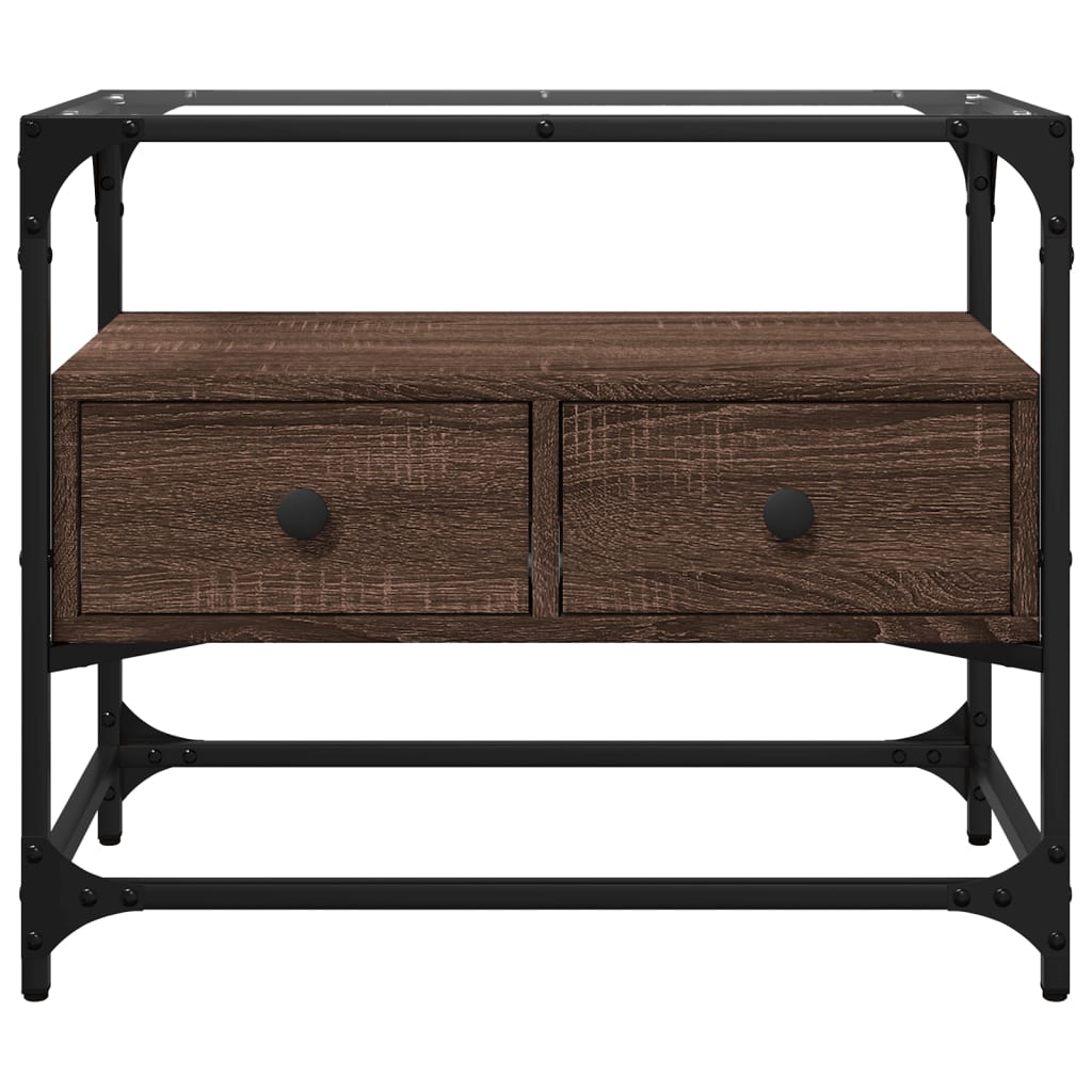Mobile TV Piano Vetro Rovere Marrone 60x35x51 Legno Multistrato