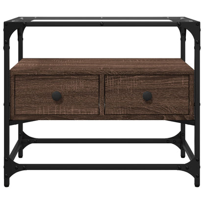 Mobile TV Piano Vetro Rovere Marrone 60x35x51 Legno Multistrato