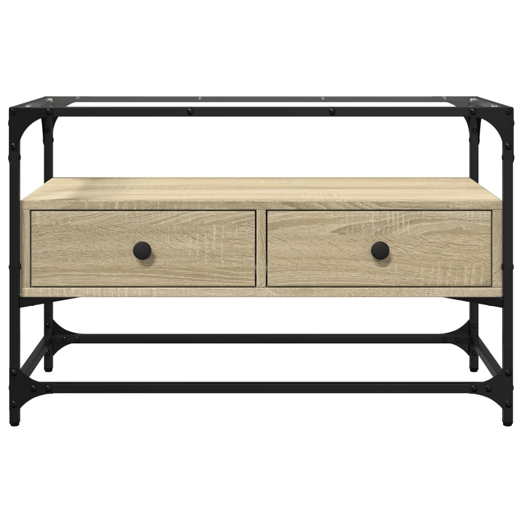 Mobile TV Piano Vetro Rovere Sonoma 80x35x51 Legno Multistrato