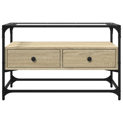 Mobile TV Piano Vetro Rovere Sonoma 80x35x51 Legno Multistrato