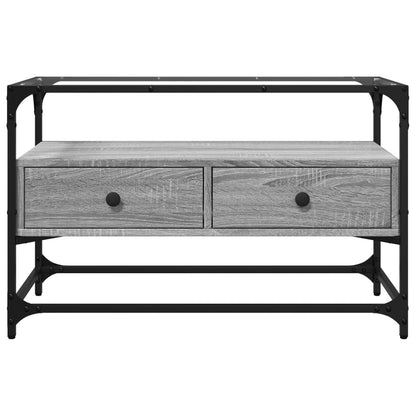 Mobile TV Piano Vetro Grigio Sonoma 80x35x51 Legno Multistrato