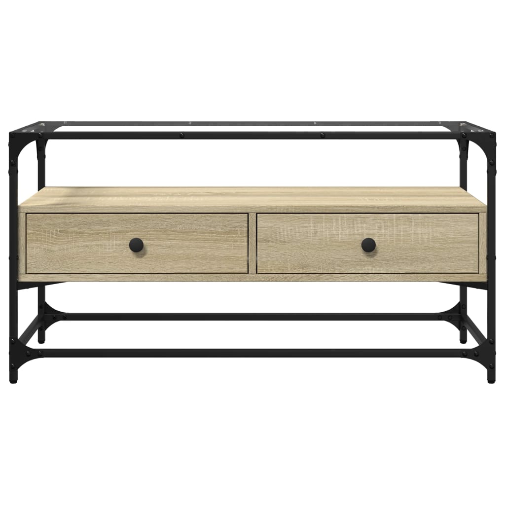 Mobile TV Piano Vetro Rovere Sonoma 98x35x51 Legno Multistrato