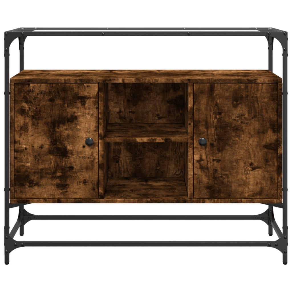 Credenza Piano Vetro Rovere Fumo 98x35x81cm Legno Multistrato