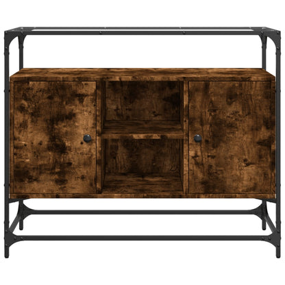 Credenza Piano Vetro Rovere Fumo 98x35x81cm Legno Multistrato
