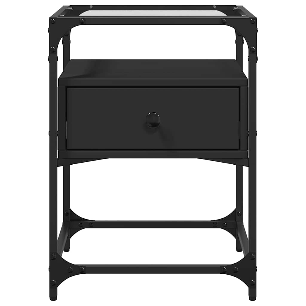 Comodini 2 pz Neri 40x40x55 cm in Legno Multistrato