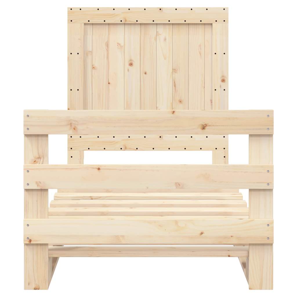 Giroletto con Testiera 90x200 cm in Legno Massello di Pino