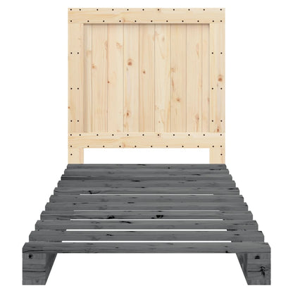Giroletto con Testiera Grigio 90x200 cm Legno Massello di Pino