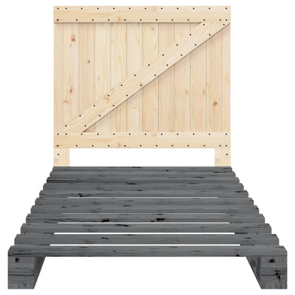 Giroletto con Testiera Grigio 100x200 cm Legno Massello di Pino