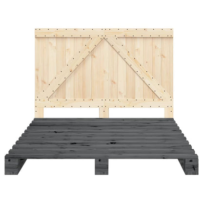 Giroletto con Testiera Grigio 140x200 cm Legno Massello di Pino