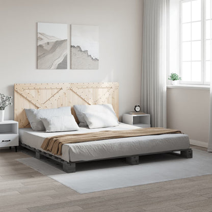 Giroletto con Testiera Grigio 180x200 cm Legno Massello di Pino