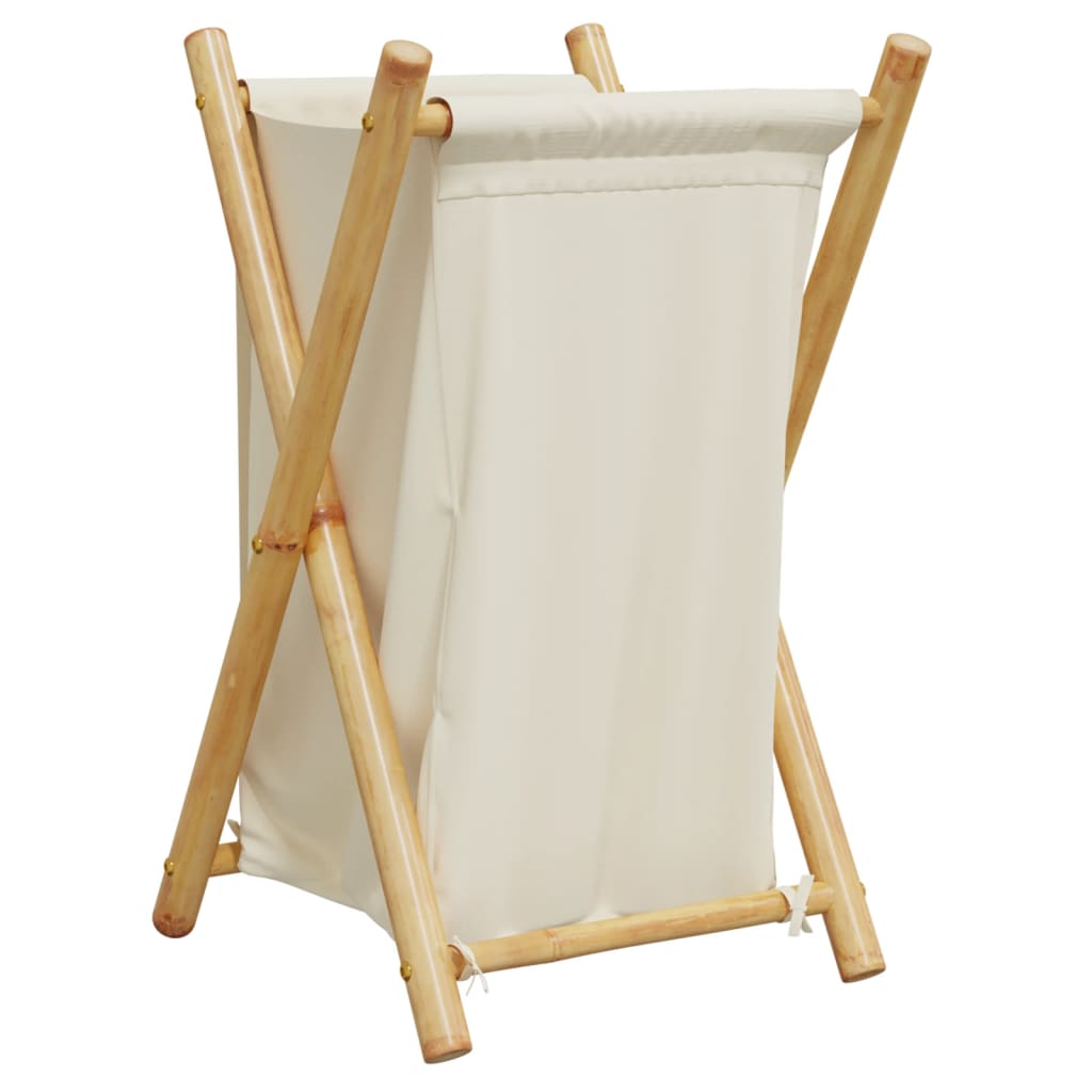 Cesto per Biancheria Bianco Crema 41,5x36x63,5 cm in BambÃ¹