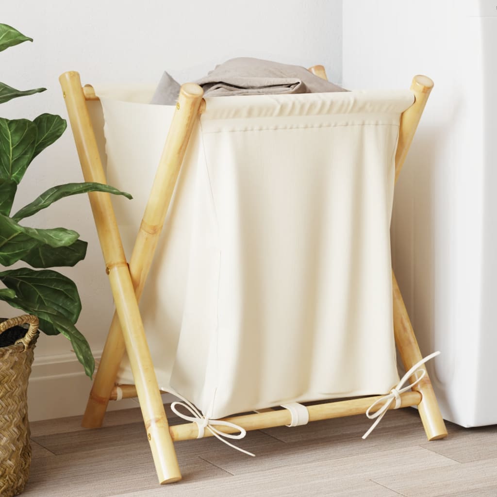 Cesto per Biancheria Bianco Crema 45x55x63,5 cm in BambÃ¹