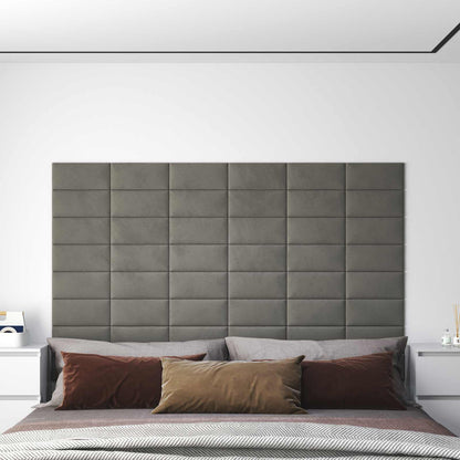 Testiera da Parete 12 pcs Grigio chiaro 30 x 15 cm Velluto