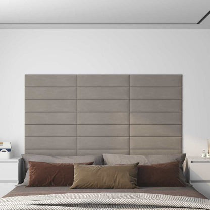 Testiera da Parete 12 pcs Grigio chiaro 60 x 15 cm Velluto