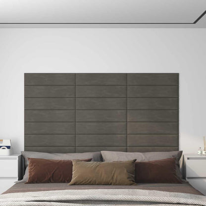 Testiera da Parete 12 pcs Grigio scuro 60 x 15 cm Velluto