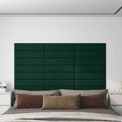 Testiera da Parete 12 pcs Verde Scuro 60 x 15 cm Velluto