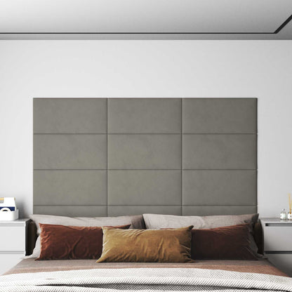 Testiera da Parete 12 pcs Grigio chiaro 60 x 30 cm Velluto