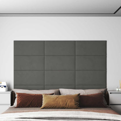 Testiera da Parete 12 pcs Grigio scuro 60 x 30 cm Velluto
