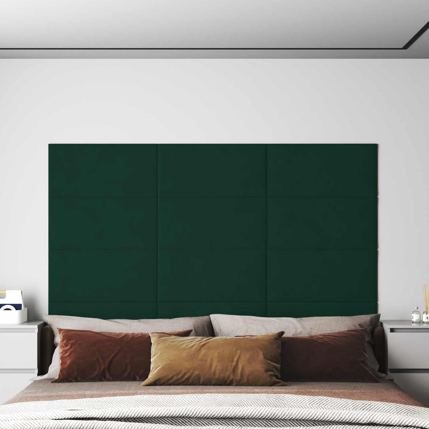 Testiera da Parete 12 pcs Verde Scuro 60 x 30 cm Velluto