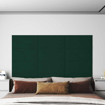 Testiera da Parete 12 pcs Verde Scuro 60 x 30 cm Velluto