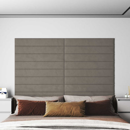 Testiera da Parete 12 pcs Grigio chiaro 90 x 15 cm Velluto