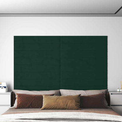 Testiera da Parete 12 pcs Verde Scuro 90 x 15 cm Velluto