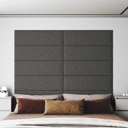 Testiera da Parete 12 pcs Grigio scuro 90 x 30 cm Tessuto