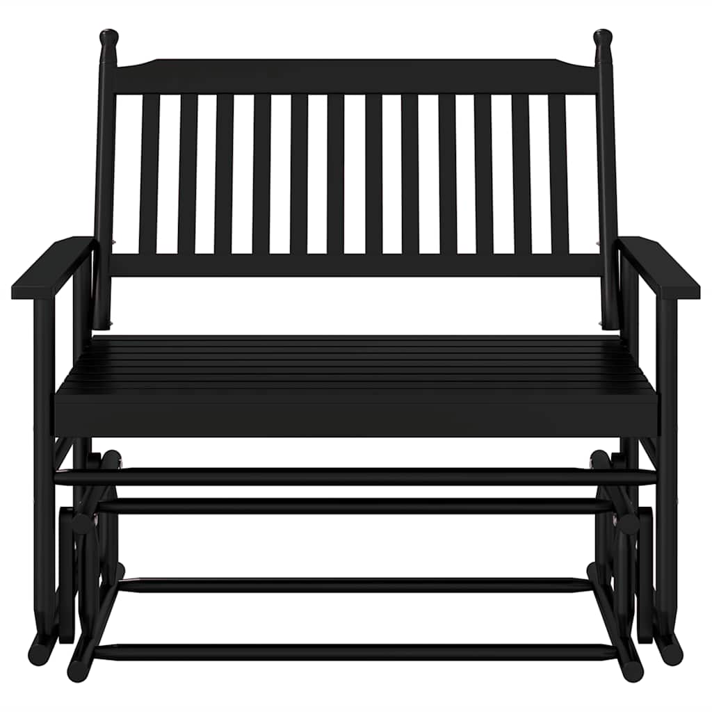 Panca a Dondolo Nera 118x70x104,5cm in Legno Massello di Pioppo