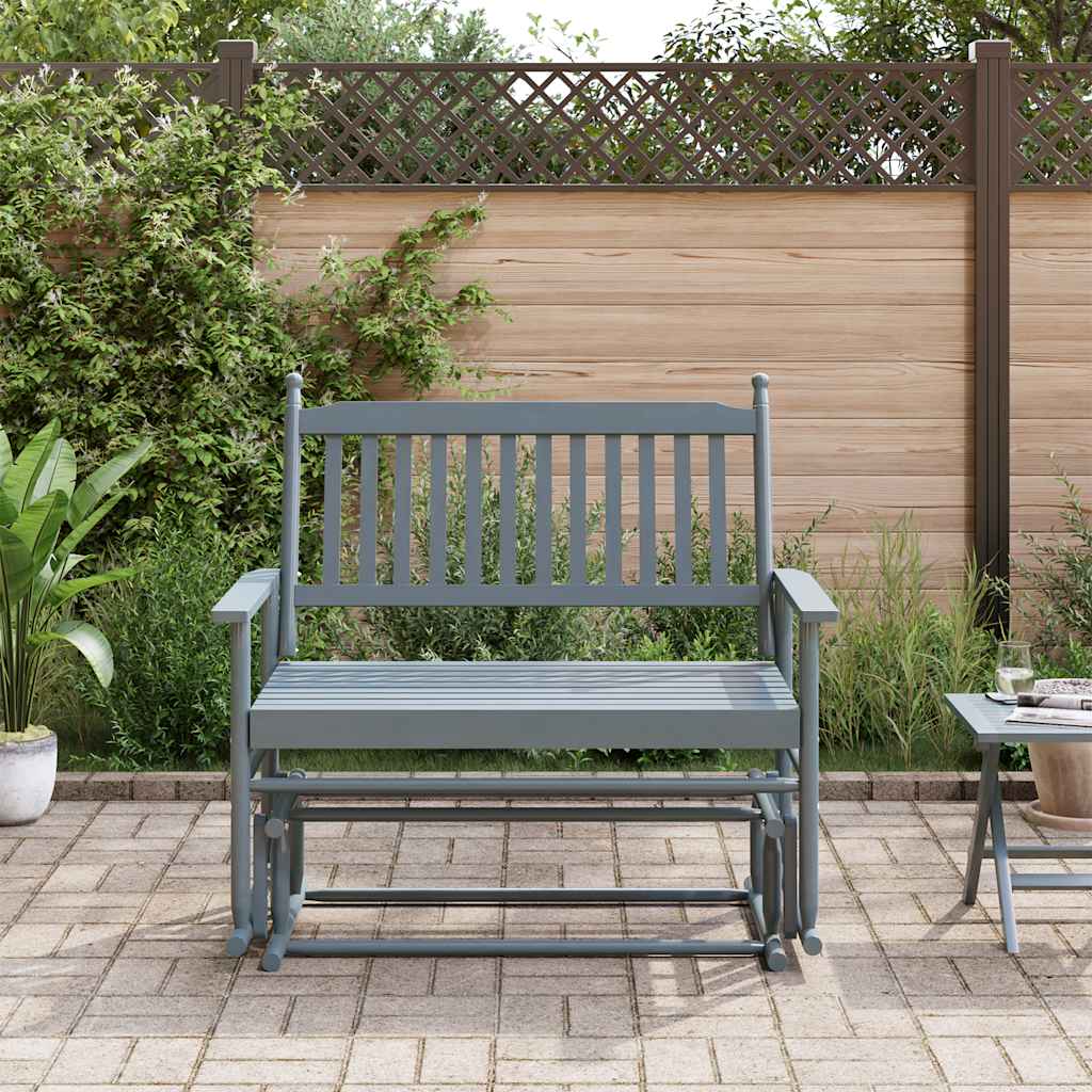Panca a Dondolo Grigio 118x70x104,5 cm Legno Massello di Pioppo