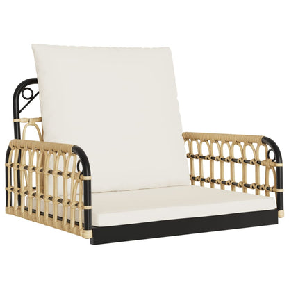 Sedia a Dondolo con Cuscini 63x58x39 cm Polyrattan e Acciaio