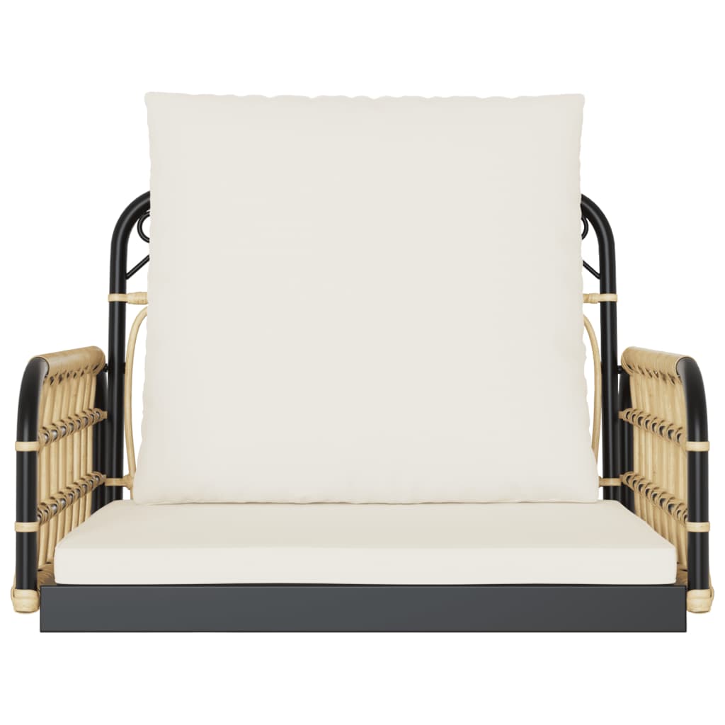 Sedia a Dondolo con Cuscini 63x58x39 cm Polyrattan e Acciaio