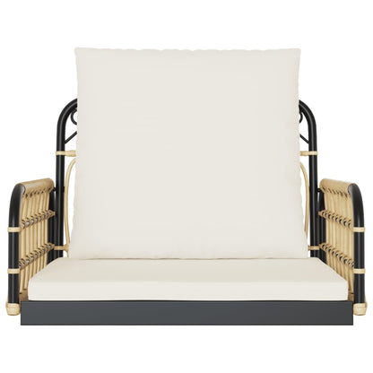 Sedia a Dondolo con Cuscini 63x58x39 cm Polyrattan e Acciaio