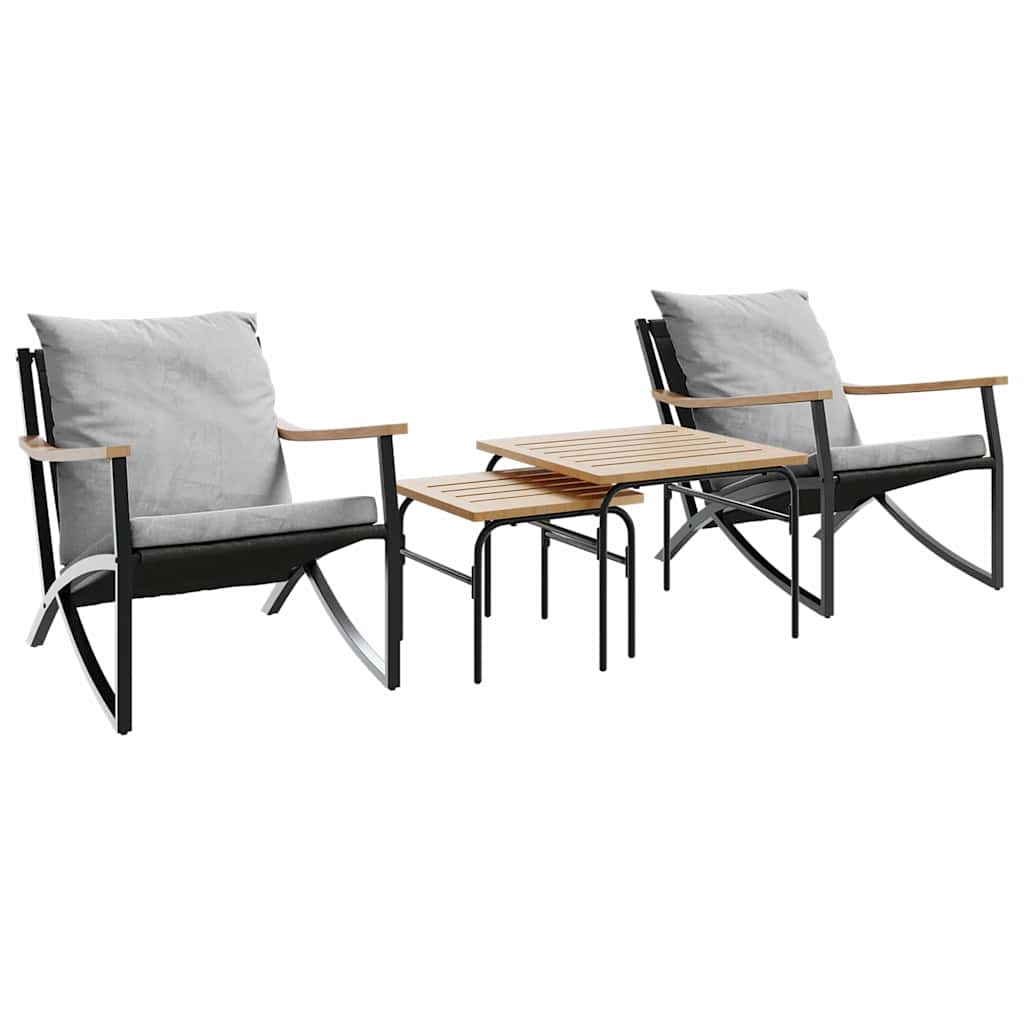 Set Mobili da Balcone 4 pz con Cuscini Nero in Acciaio