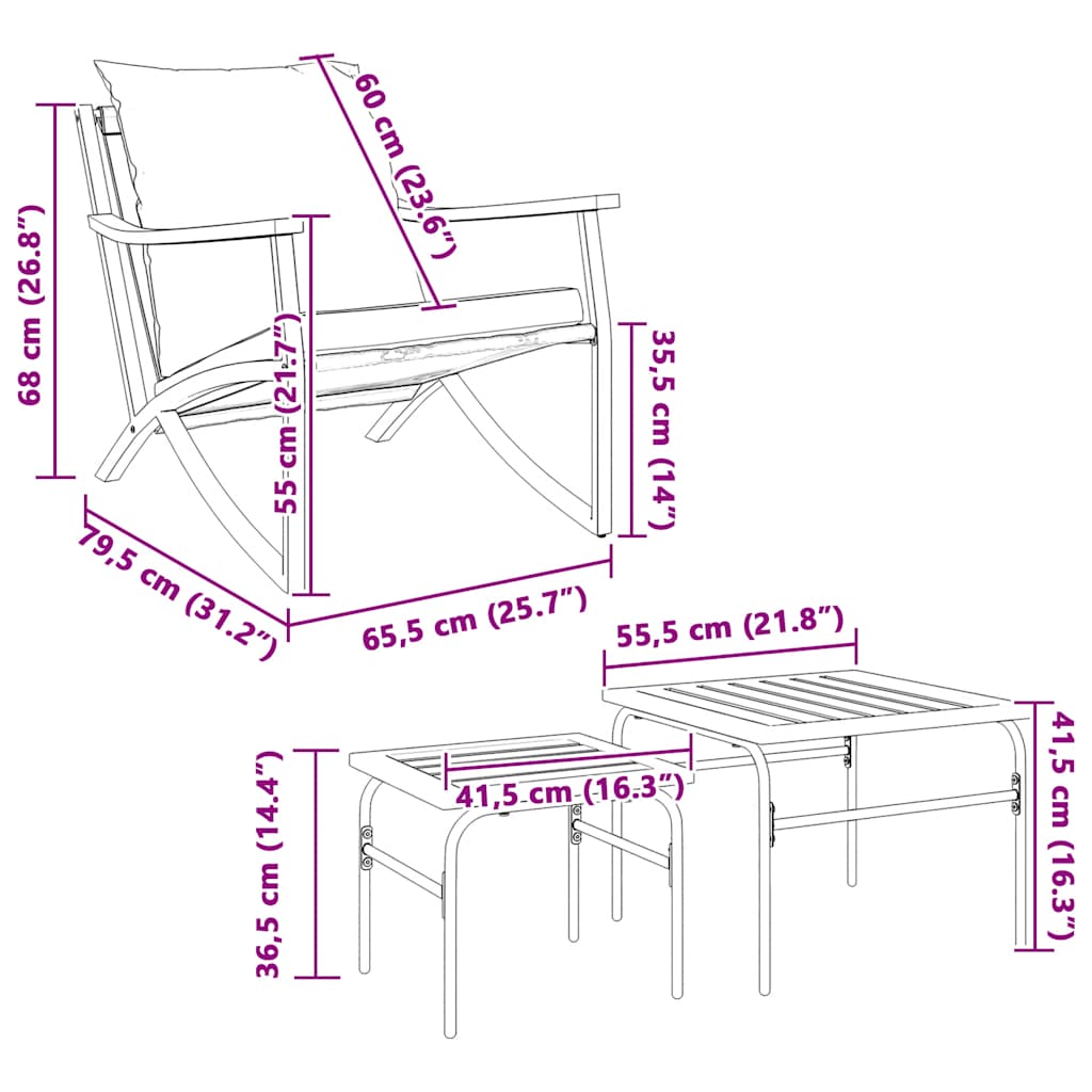 Set Mobili da Balcone 4 pz con Cuscini Nero in Acciaio